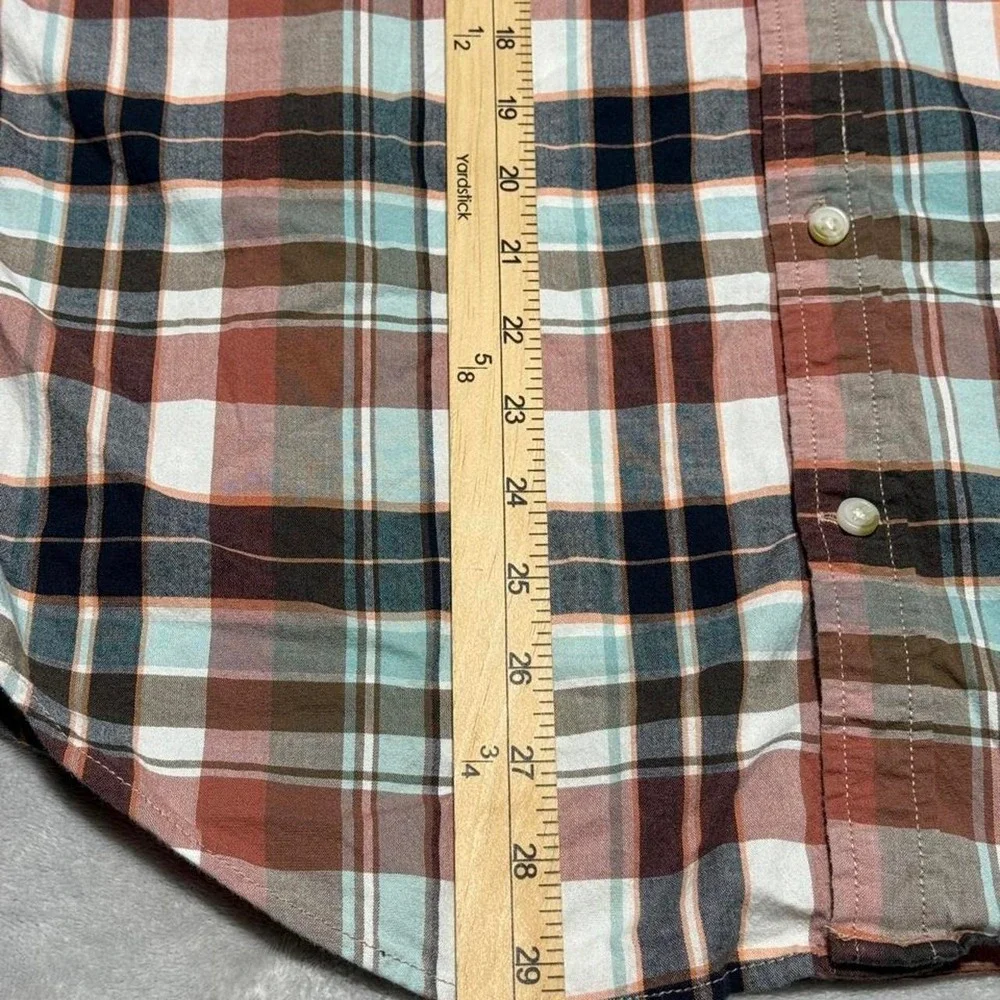 Men's Mutual Weave Plaid Button Up Shirt Size L